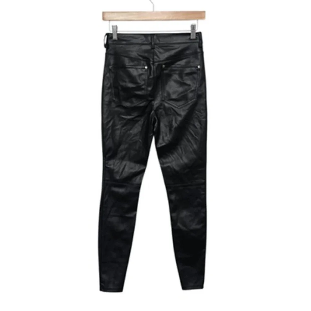 Free People Pants Womens 27 Black‎ Faux Leather Coated Skinny Jeans OB831109